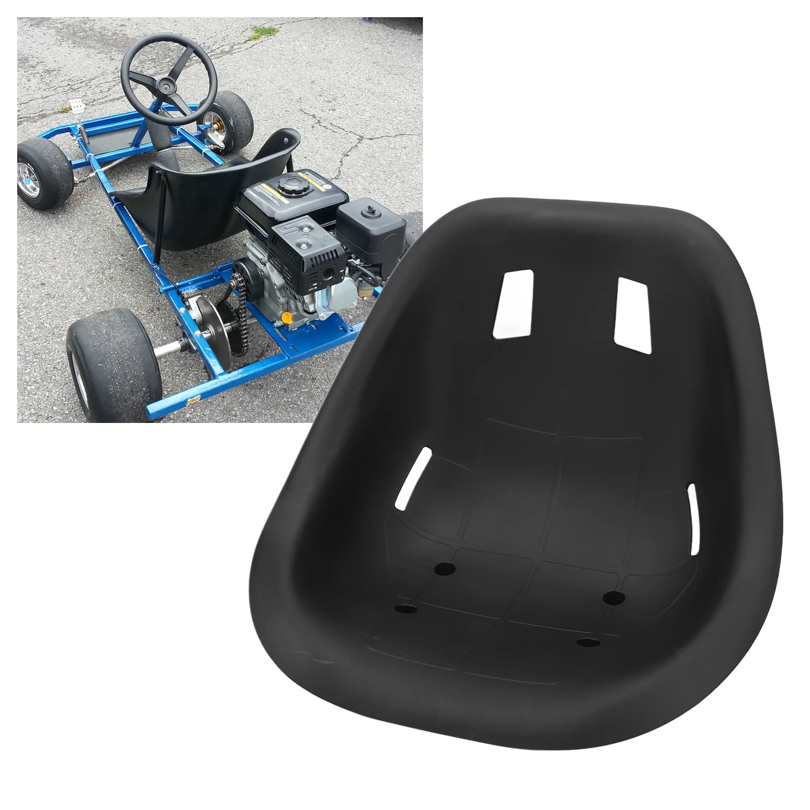 

Сиденье-седло большого размера с удобной эргономичной спинкой для картов, дрифт-каров, балансировочных машин