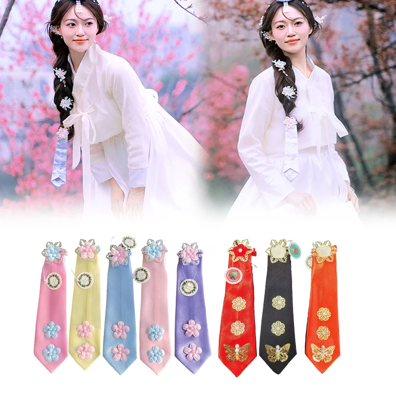 Korean Palace Hanfu Hairband Korean Traditional Retro Court Hanbok Girls Headdress Classical Wedding Ribbon Hair Accessories