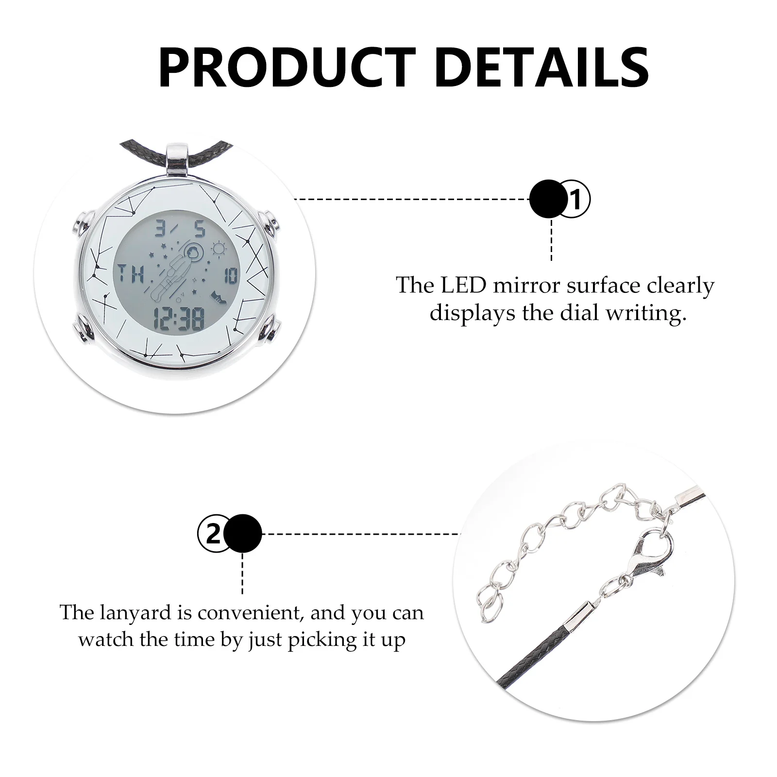 Electronic Hanging Watch Digital Neck Hanging Watch For Students Elderly Portable Alarm Timepiece Pocket Style