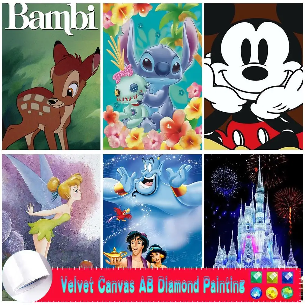 

Disney DIY 5D AB бархатная канва алмазная живопись мультфильм замок Лило Стич Микки Маус вышивка крестиком мозаика домашний декор