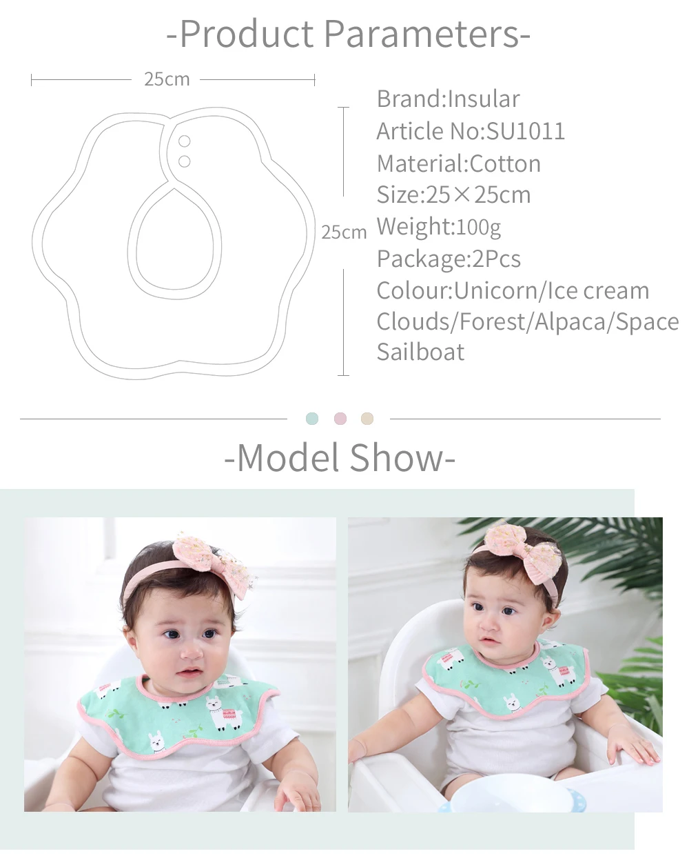 Nouveau Insular 2 pièces bavoirs pour bébé Rotation à 360 degrés mousseline bébé enfants Bandana rot tissu doux nouveau-né infantile salive serviette bébé trucs