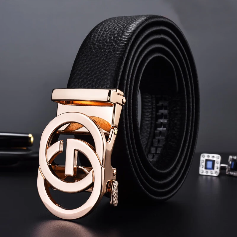 DINISITON New Men's Automatic Buckle Belt Business High Quality Leather Belt Casual Pants Male Strap Suit Trendy Belts