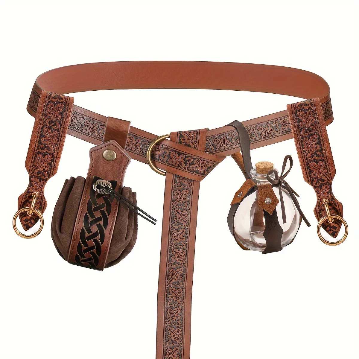 Falda medieval con cinturón, atuendo largo estilo renacentista, cinturón con estampado de hojas, accesorios para disfraz de fiesta de Halloween