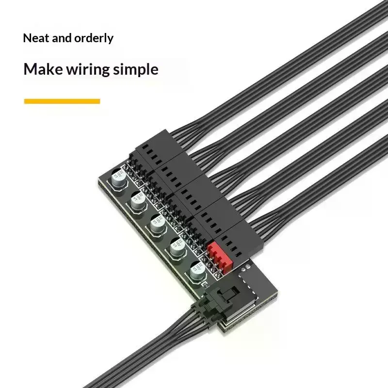 4 Pin PWM Fan Hub Splitter 1 To 5 Way Splitter With 40cm Cable Hub Molex Power Supply For Desktop PC Case Cooling Fans