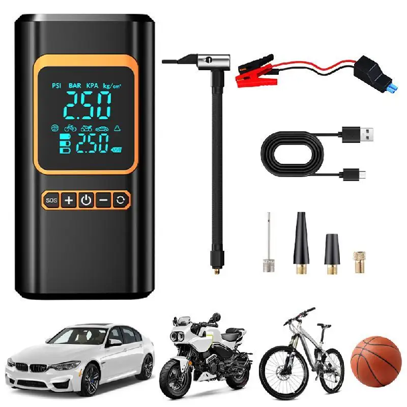 1000A Car Jump Starter Power Bank 4 In 1 Air Compressor Tire Inflator  Portable Battery Booster With LED Flashlight