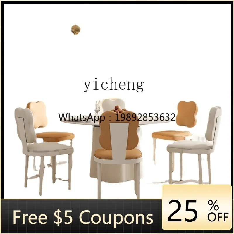 

ZZ Zf Stone Plate Dining Table Small Apartment Household Solid Wood Rotating Variable Cream Style High-Grade round Dining Table
