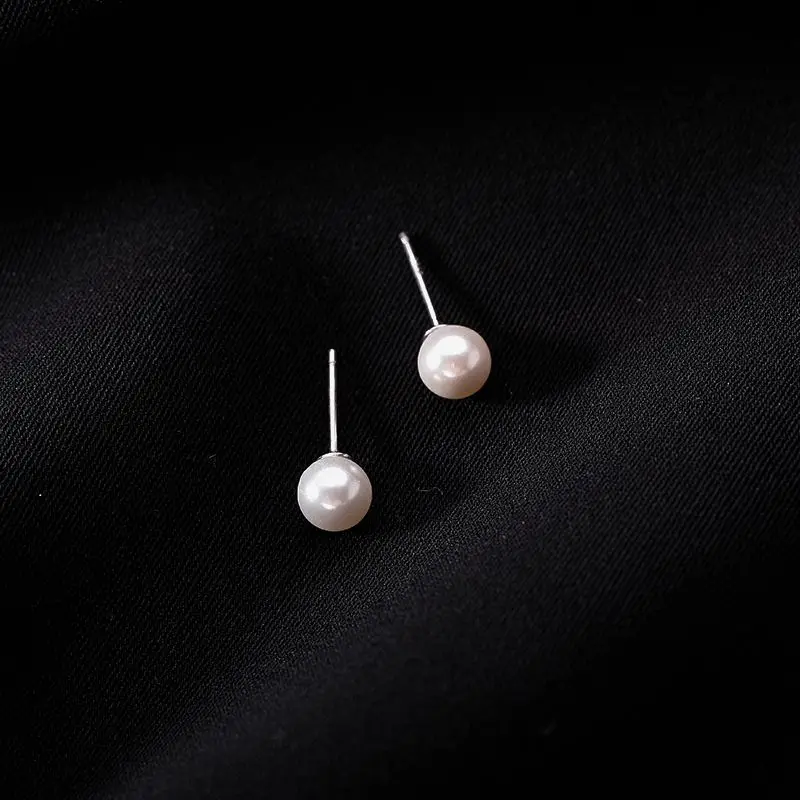 Imitation Pearl Stud Earrings for Women Gold Color Stainless Steel Minimalist 8MM Pearl Wedding Jewelry Mother\'s Day Gift 2024