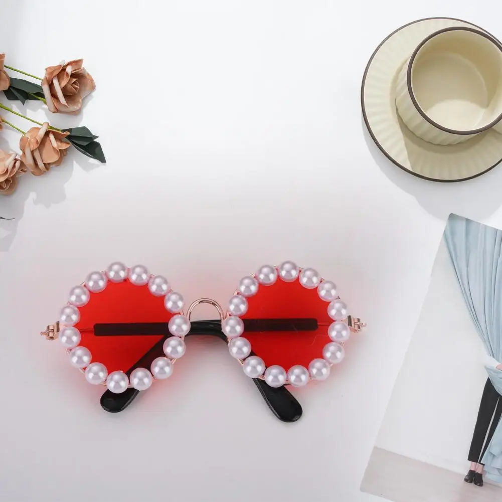 Portable Pet Sunglasses Dog Sunglasses Pet Faux Pearl Sunglasses Extravagant Dress Up Accessories for Cats Dogs Funny for Party