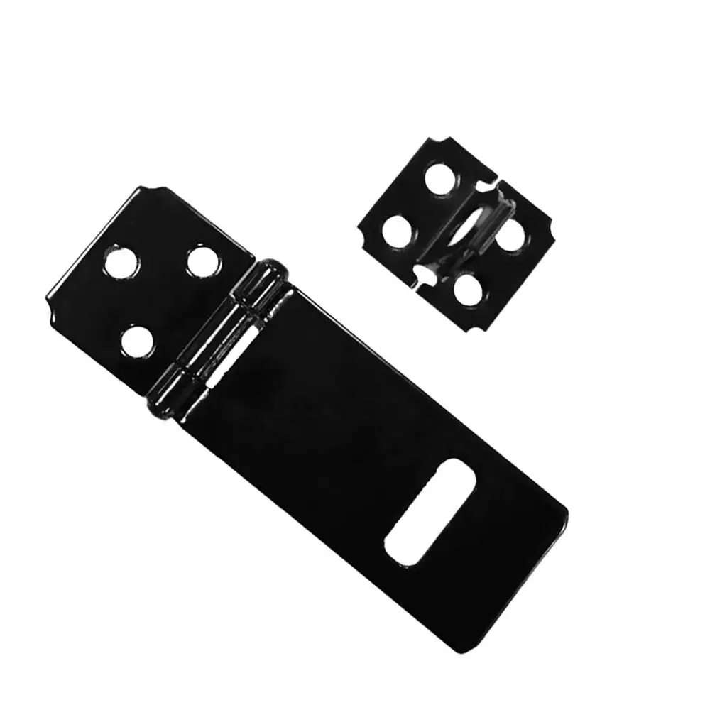 Picture 4: Black Iron Door Hasp Staple Compact Shed Latch Lock Padlock Clasp Security Strap for Sheds