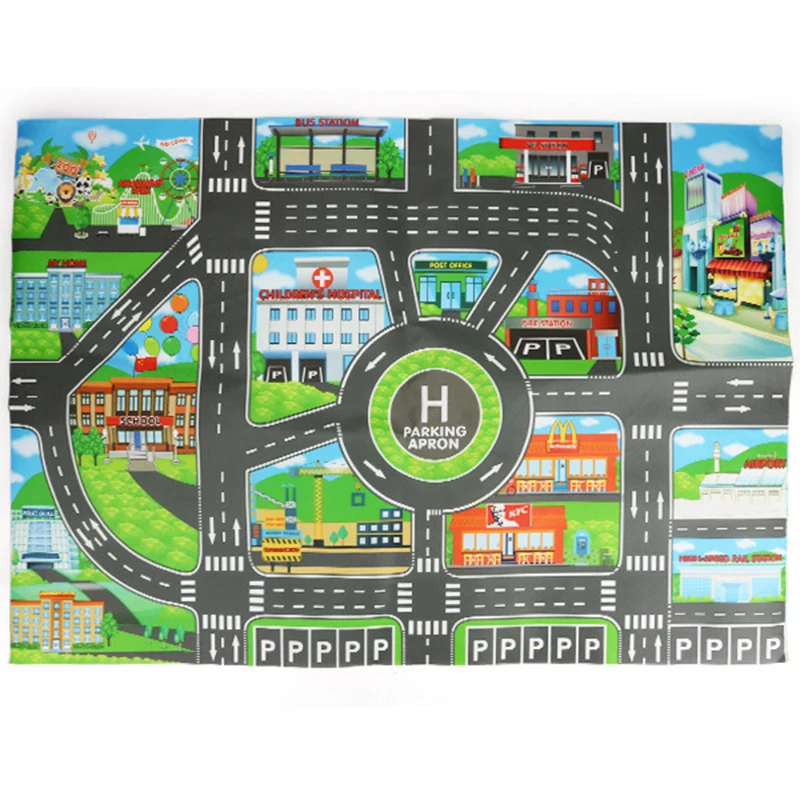 Road Mat Children Traffic Car Map Boy Girls Educational Toy Road Carpet Playmat For Baby Mats Cartoon City Rug Kids Toys Games