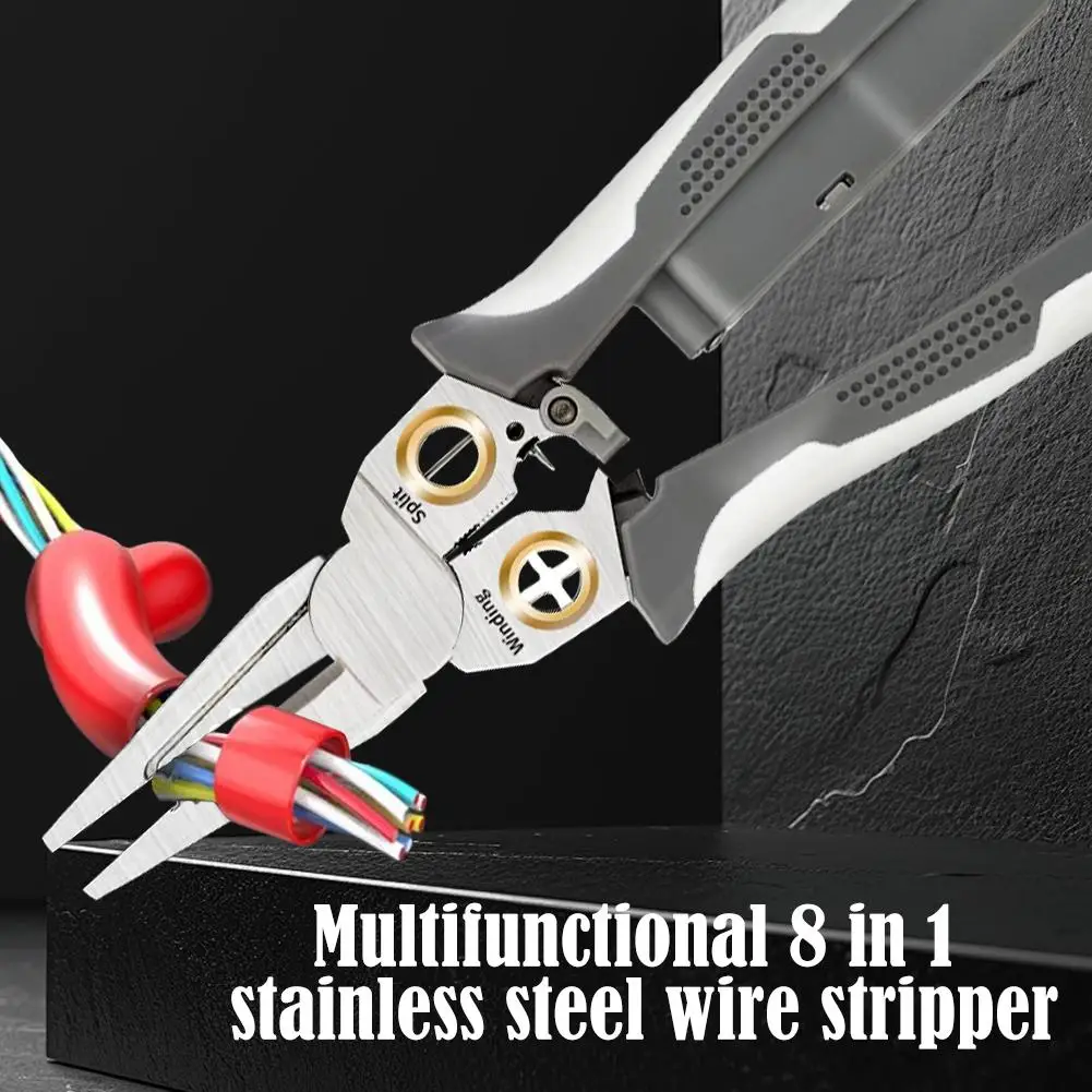 8-in-1 Multi-Functional Wire Stripper Scissors Electricity Wire Stripper Pliers Cutting Cable With Electrical Measuring Pliers