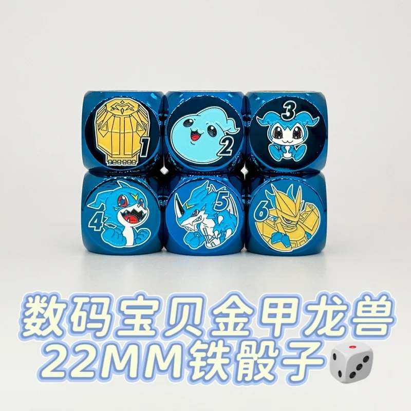 

1pcs DTCG Digimon MAGNAMON Angewomon 22MM Six-sided Metal Dice LOOGAMON Mastemon OPCG PTCG Board Game Multi-sided Dice Toy Gifts