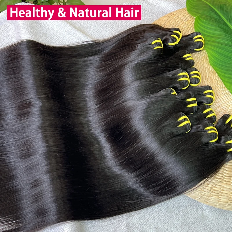 16A Vietnamesisches Rohhaar, knochenglatte Bündel, 100 % unbehandelte Echthaarverlängerungen, doppelt gewebt, 10-36 Zoll, Naturfarbe # 1B – Detail 5