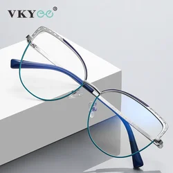 VICKY Metal Fashion Cat's Eye Design Large Frame Women's Anti-Blue Light Reading Glasses, Customizable Prescription Glasses