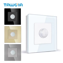 TAWOIA PIR Infrared Motion Body Sensor Switch Motion Sensor Glass Mechanical Wall Mounted Switches EU Standard LED Light Switch