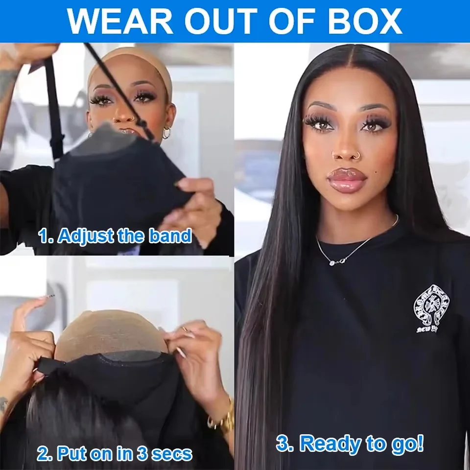 Mossily 250% Bone Straight Wear And Go Glueless 5x5 Pronto da indossare Parrucca con chiusura in pizzo Parrucche per capelli umani trasparenti HD pre pizzicate