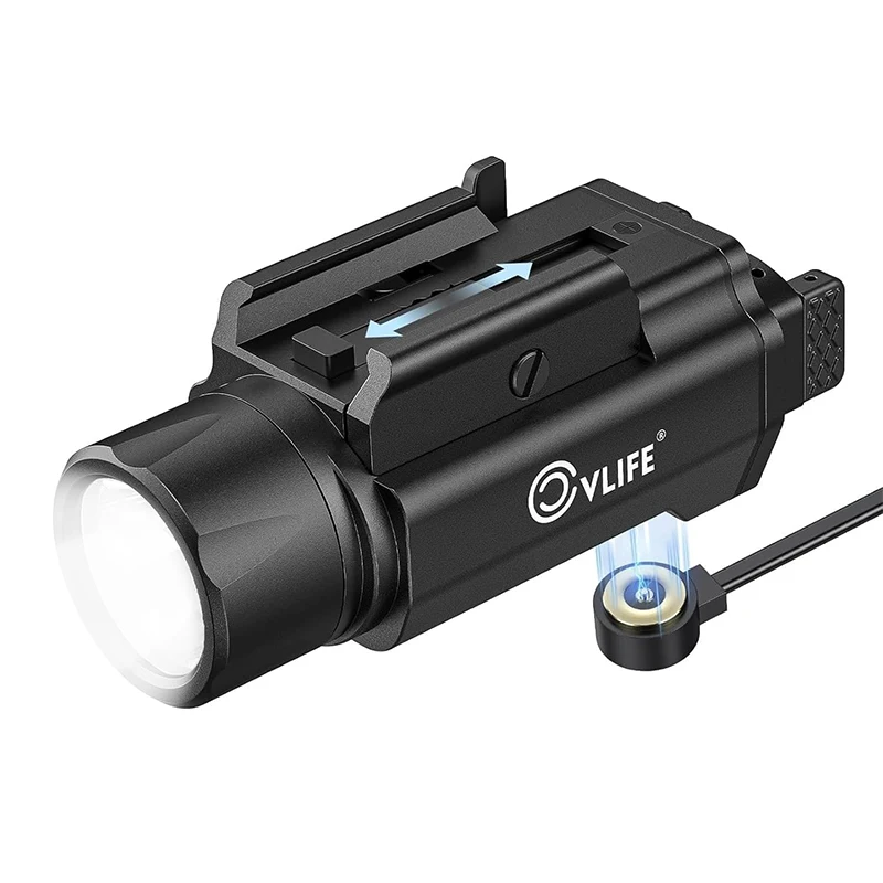 

CVLIFE 1500 Lumens Tactical Flashlight Magnetic Rechargeable for Pistol Compatible with most GL rail and 21mm Picatinny Rail