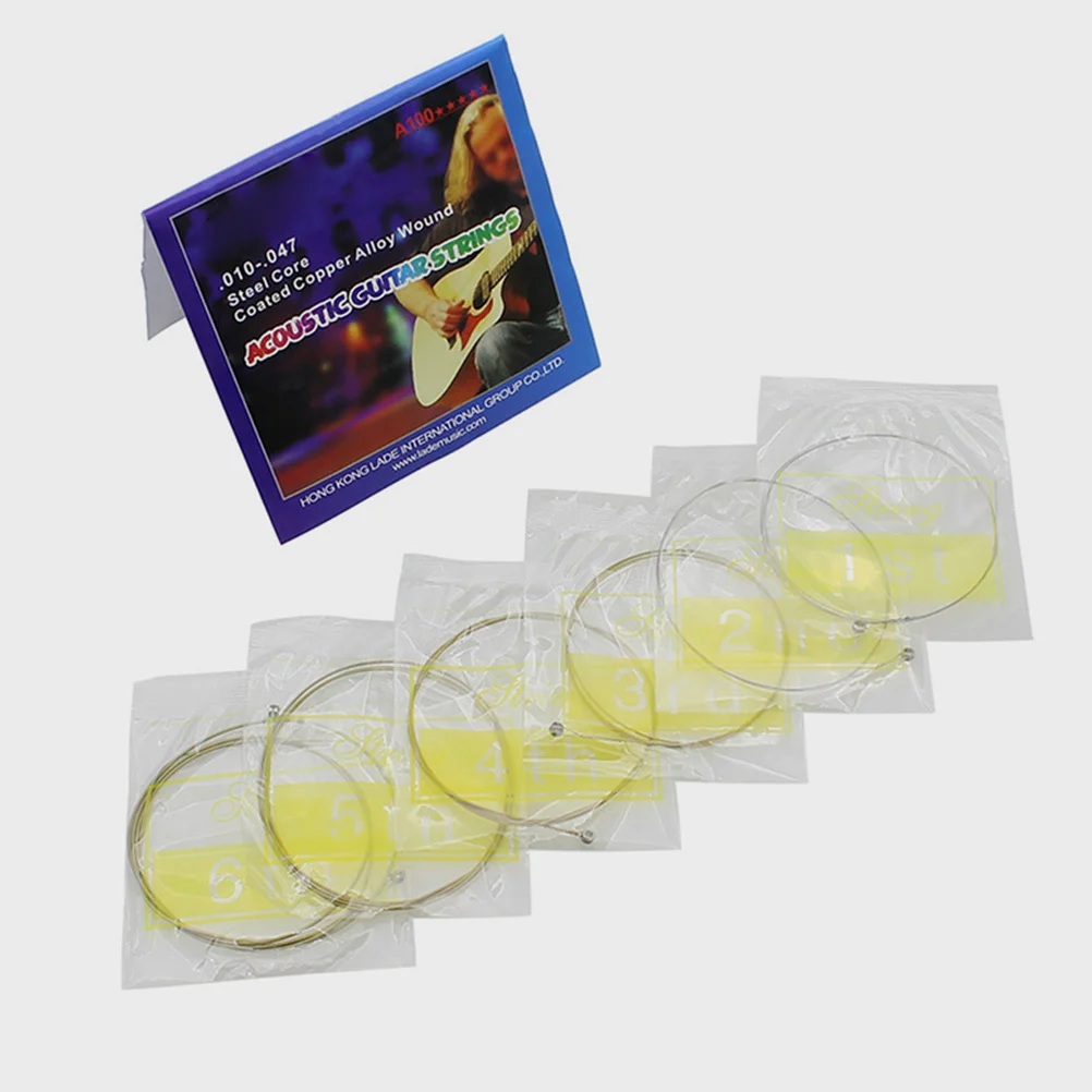 

6Pcs Replacement Guitar Strings Acoustic Folk Steel String Set High Durability for Professional Musicians Guitar Strings