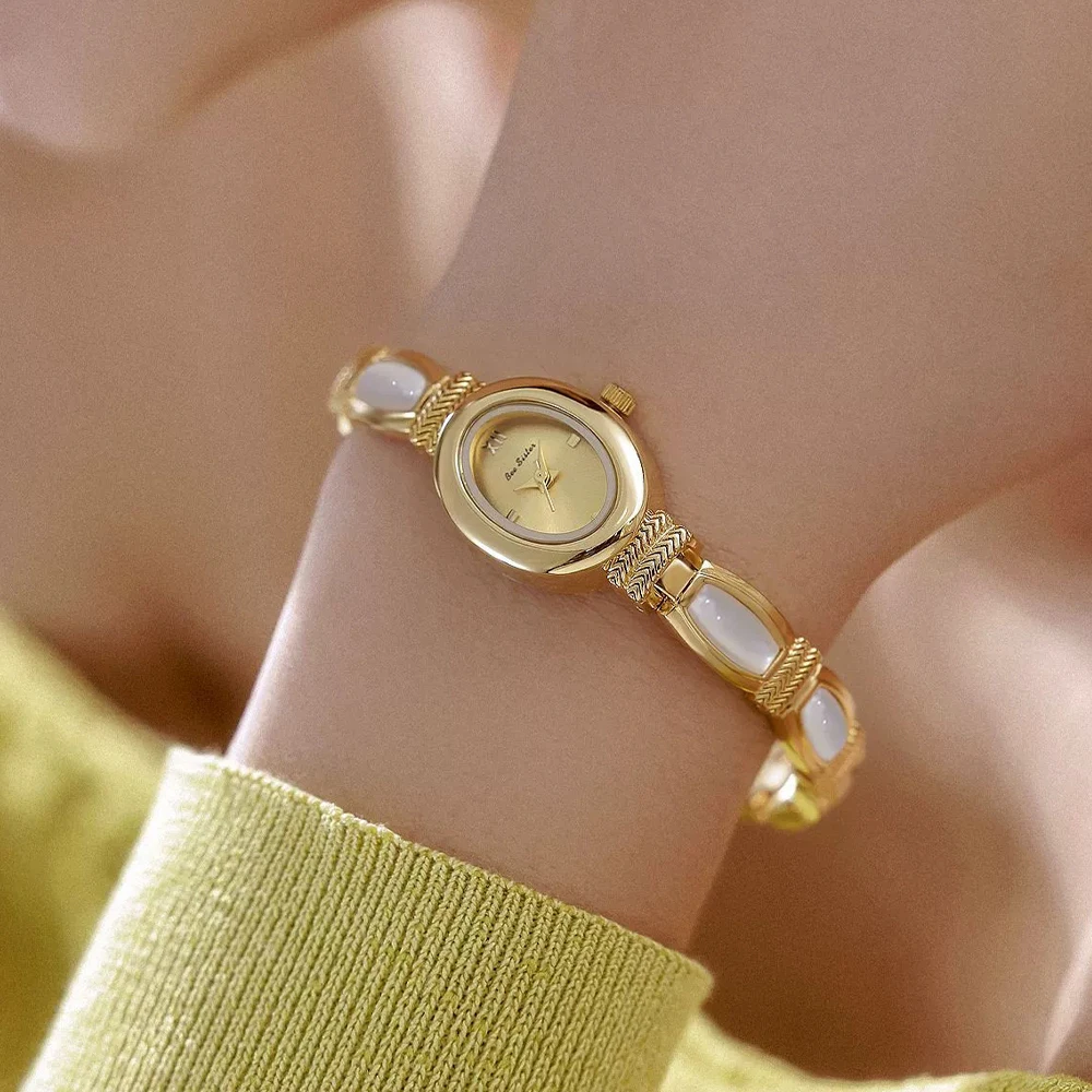 

BS брендовые роскошные женские часы, модные кварцевые наручные часы, натуральный перламутр, белый лунный свет, часы-браслет для женщин