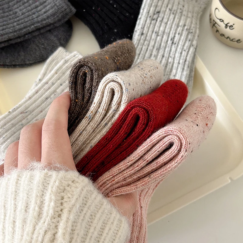 Socks For Women Autumn Winter New Simple Japanese Style Loose Socks Wool Casual Basic Warm Lady Thick Socks Fashion High Quality