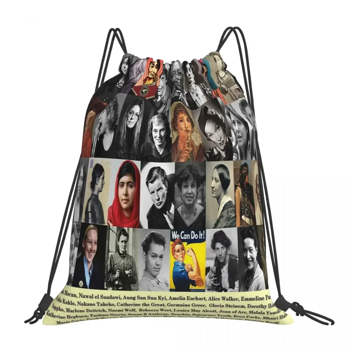 

Feminist Backpacks Fashion Portable Drawstring Bags Drawstring Bundle Pocket Sports Bag BookBag For Travel School