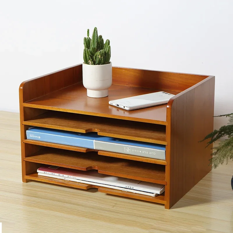 Desktop Organizer Box, Solid Wood Office Multi-Function Storage Shelf for Home, Portable Bluetooth Speaker