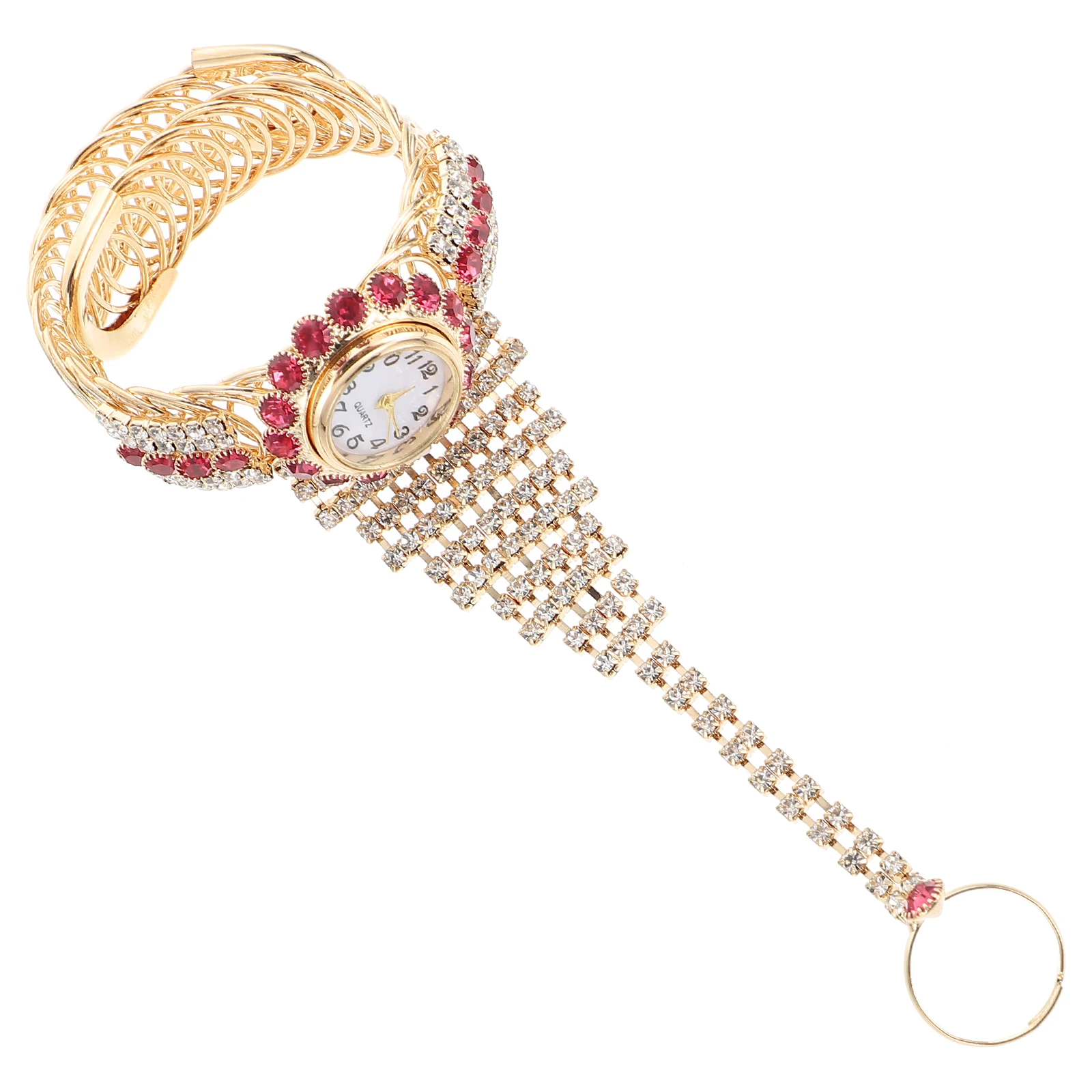 

Rhinestone Watch Bracelet for Women Elegant Vintage Lady Bangle Comfortable Durable Finger Ring Wristwatch Shiny