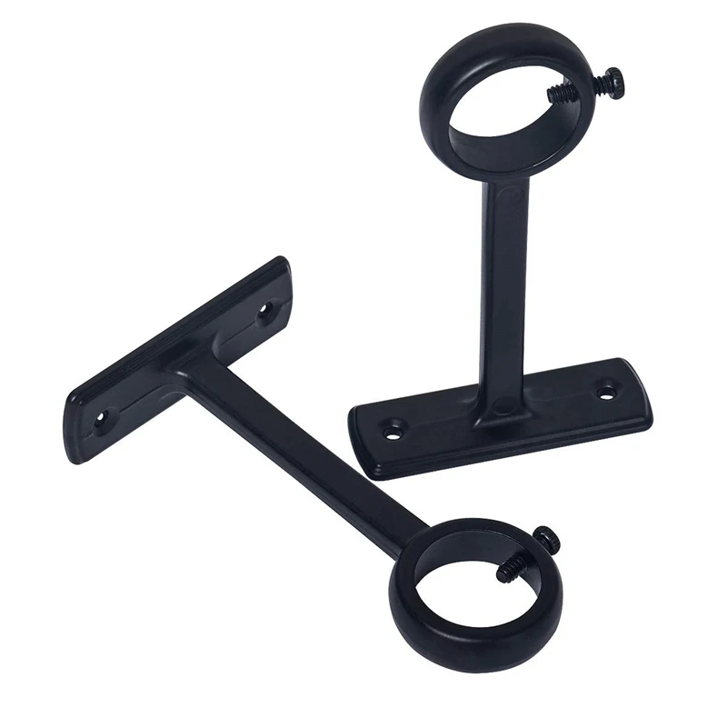 Ceiling Mounted Curtain Rod Brackets, Heavy Duty Ceiling Bracket For 1 Inch Curtain Rod Holder(Set Of 2, Black)