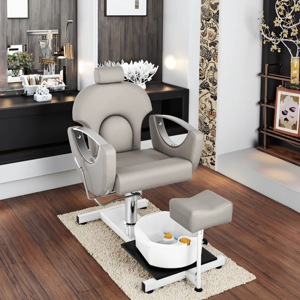 Hot-Selling Gray Manicure Equipment Chair with Elegant Adjustable Backrest and Height Durable Exclusive Nail Salon Furniture