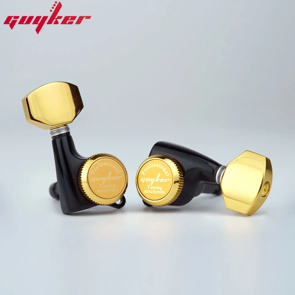 GUYKER Guitar Locking Tuners Electric Guitar Machine Heads Tuners Black Gold Guitar Tuning Pegs