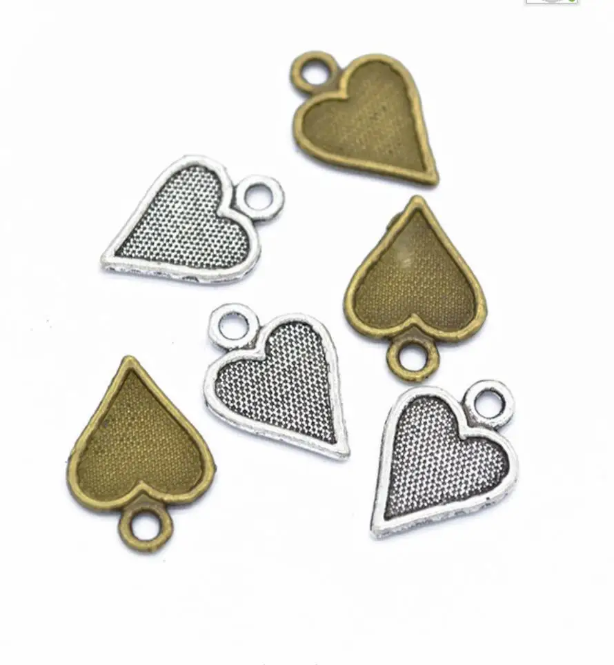 

200pcs Charms Heart 15*11mm Handmade Craft Pendant Making fit,Vintage Tibetan Bronze Silver color,DIY For Bracelet F0890