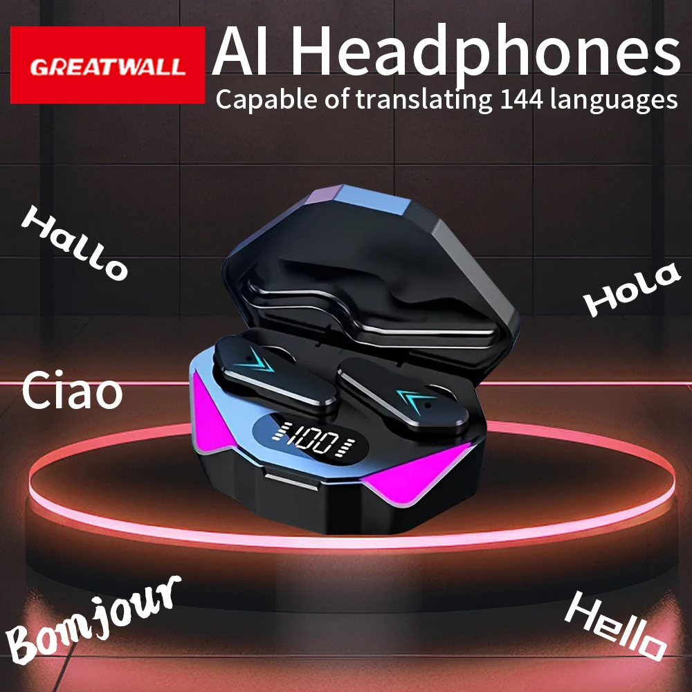 GREATWALL 144 Languages Intelligent Translate Earbuds High Accuracy AI Translation Earphone  Real Time Translated Device