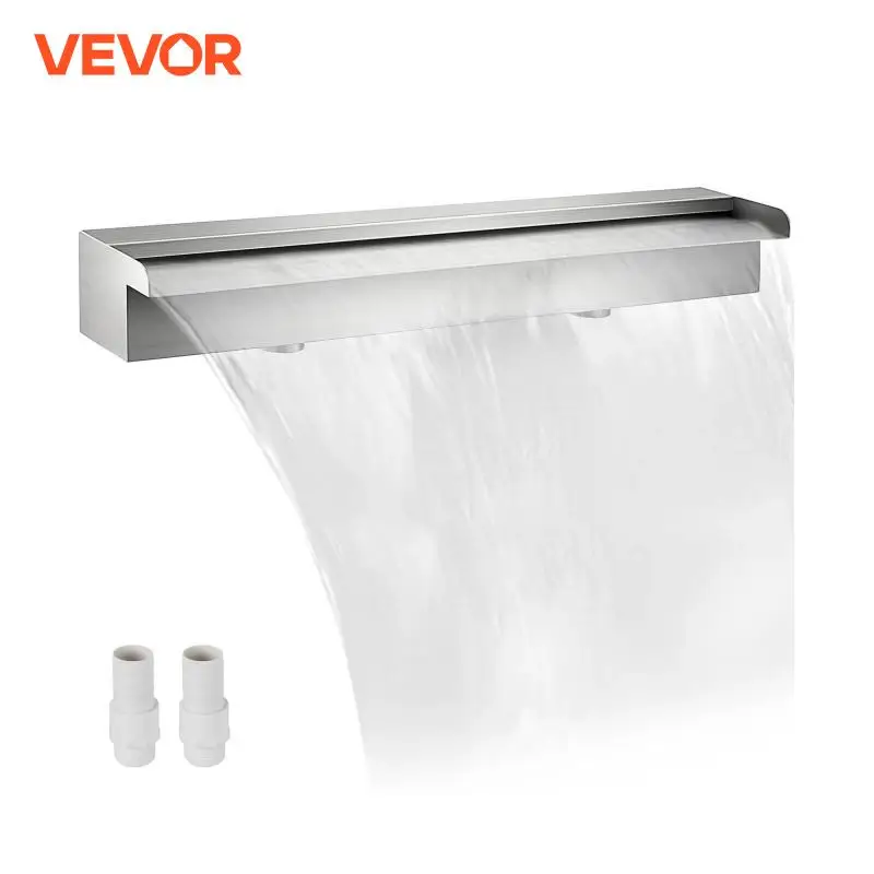 

VEVOR Waterfall Pool Fountain Stainless Steel W/ Pipe Connector Spillway Garden Outdoor Pond Rectangular Swimming Pool Fountain