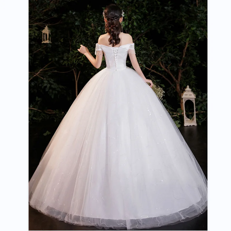 PRXD#Wedding Dress Wholesale Lace Up Embroidery Bride Marriage Dresses White Ball Gown Christmas Carnival Sequins Princess