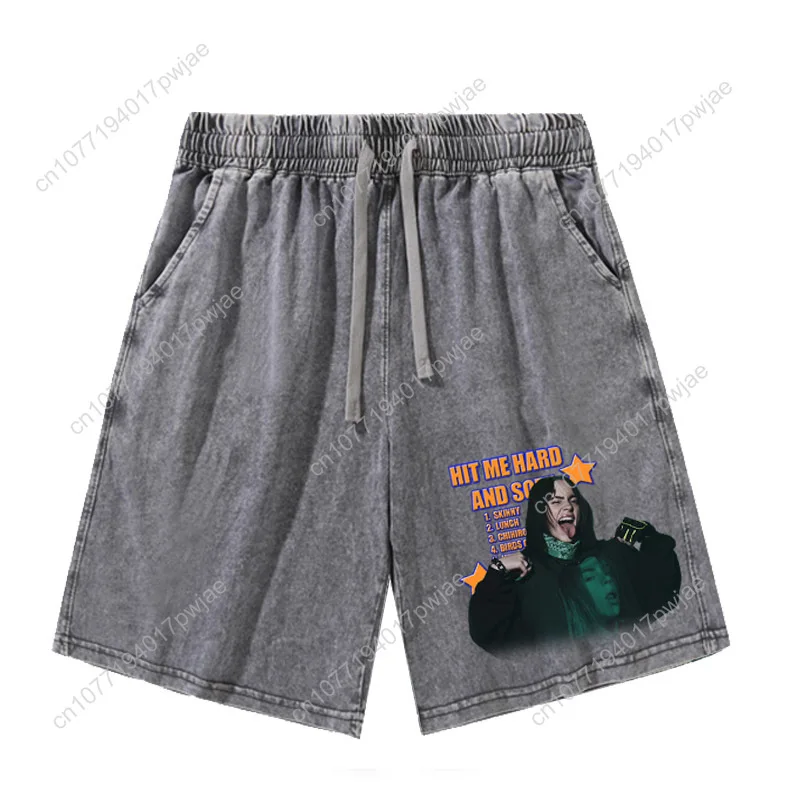 Short de tournée Singer «Hit Me dur et doux » homme femme rétro pantalon court Vintage coton élastique doux short de plage pantalon personnalisé