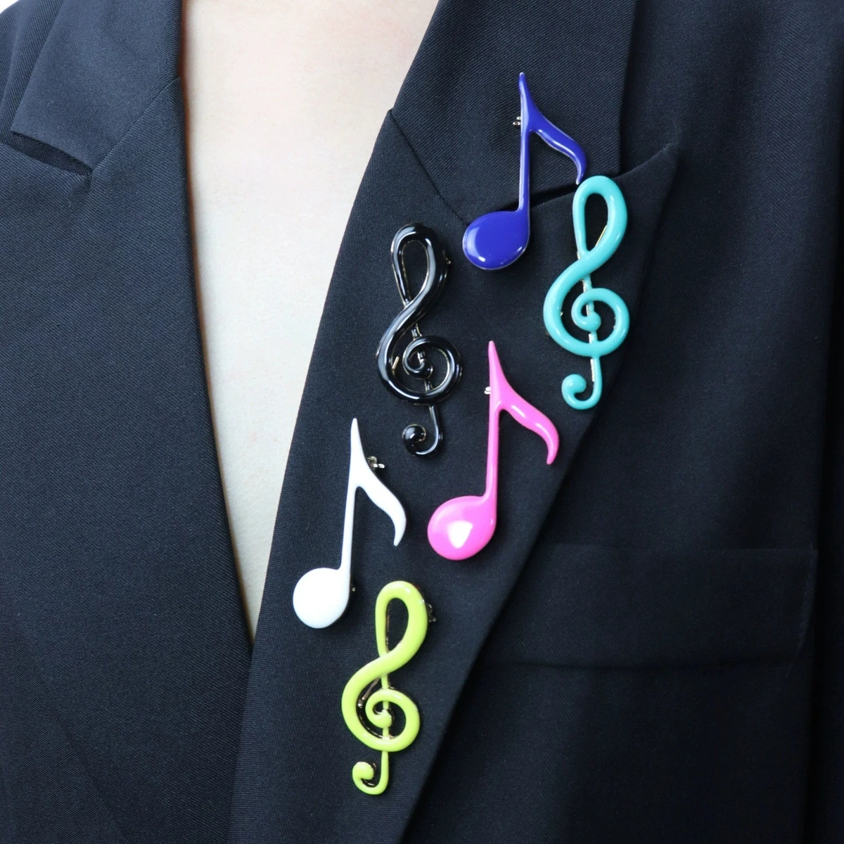 Simple Musical Note Shape Brooch Gold Color Black Enamel Brooches For Women Men Concert Jewelry Musician Lapel Pins Gifts