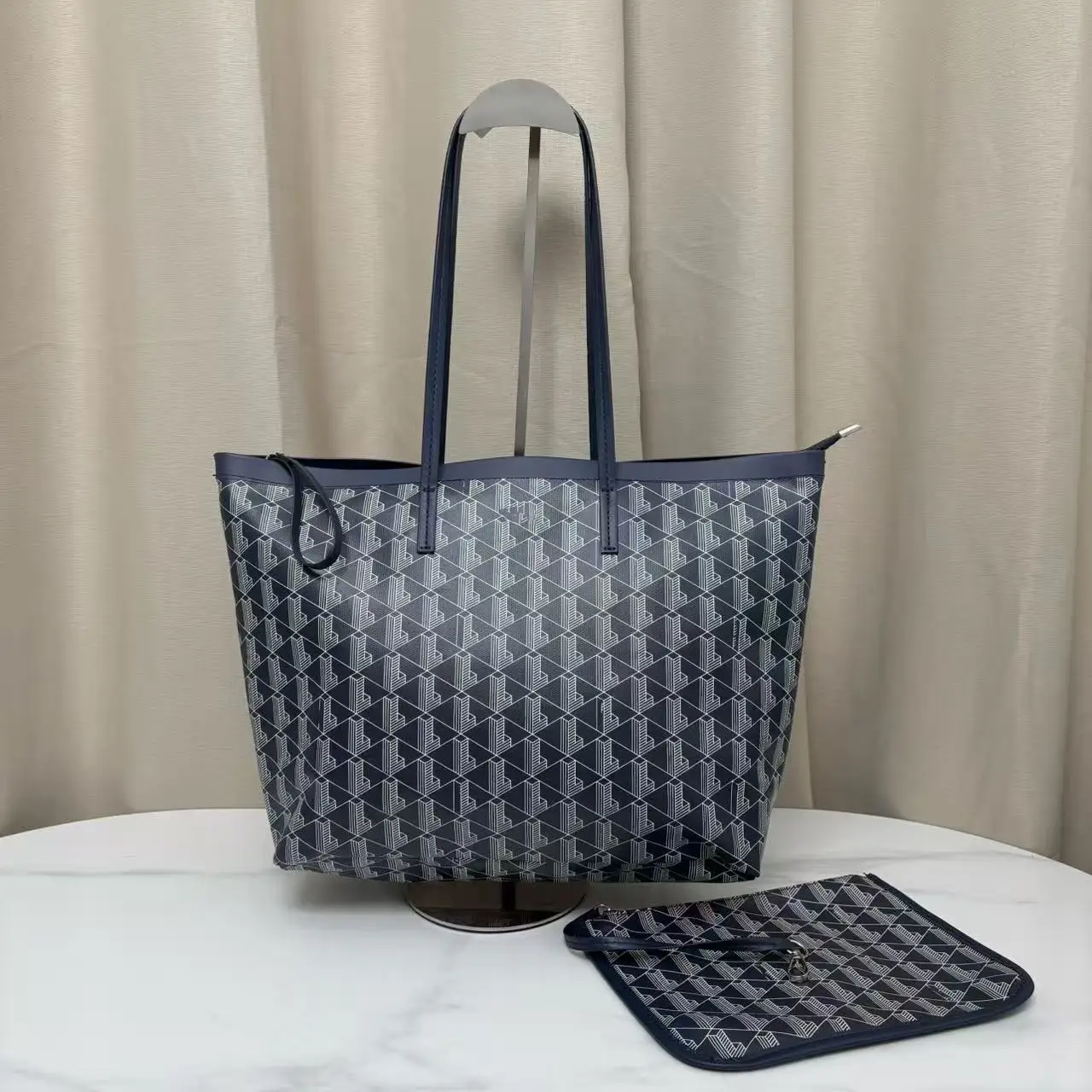 Sac fourre-tout géométrique 2-en-1 avec monogramme – Ensemble de sacs à bandoulière en cuir PU de qu