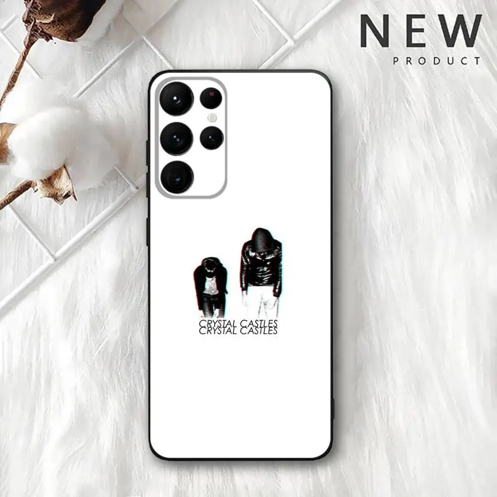 BNAD C-Crystal C-Castles Capa de telefone para Samsung S 25,24,23,22,30,21,10,9,Ultra,Plus,Lite,FE,4,5G Capa macia preta