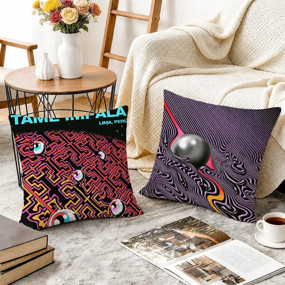 T-Tame Impala Band Cushion Cover Soft Short Plush Throw Pillow Cover Decorative Cushion Case for Sofa Bedroom Home Decor Gift