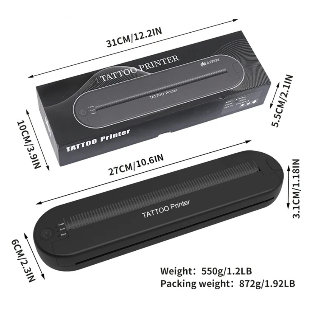 Wireless Tattoo Transfer Stencil Printer Tattoo Transfer Thermal Copier Machine Compatible with Smartphone & PC