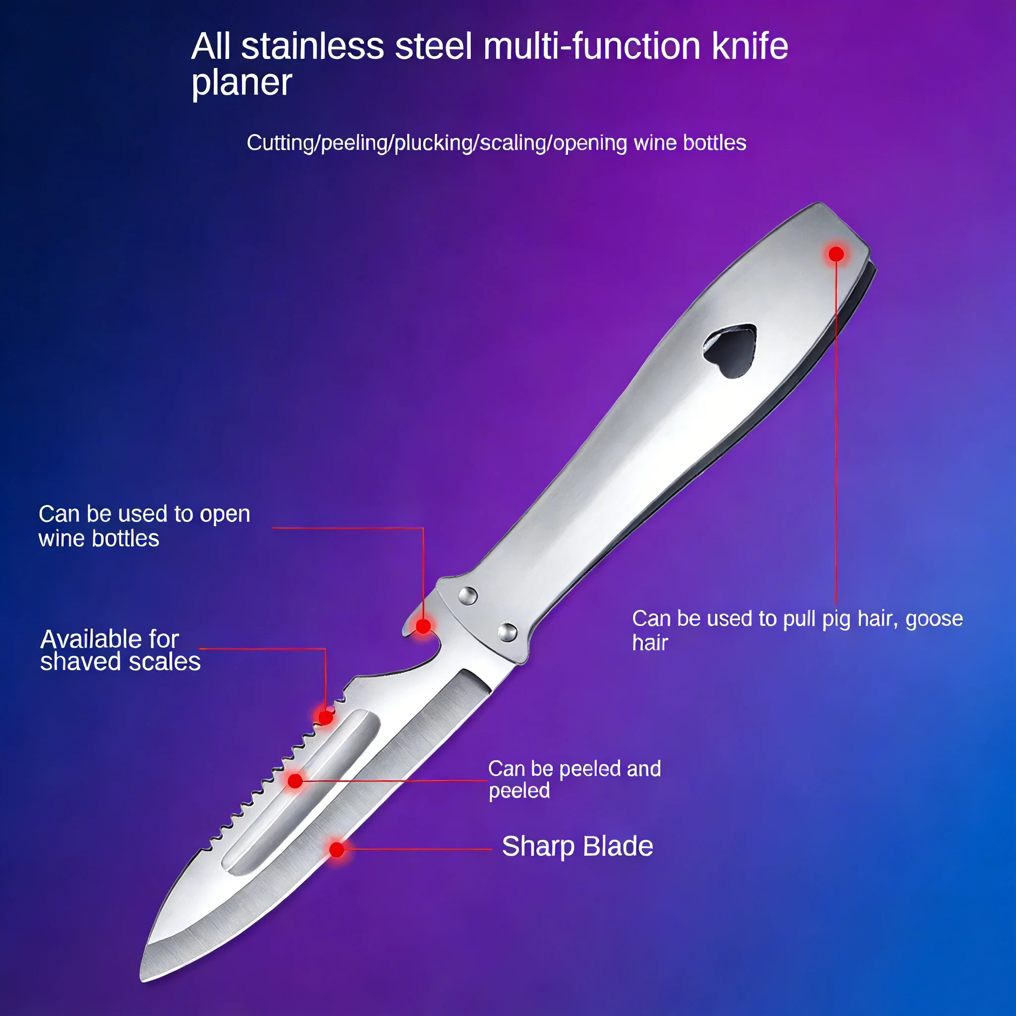4-in-1 Stainless Steel Multifunction Tool - Tweezers, Fruit Peeler, Fish Scaler & Bottle Opener for Home