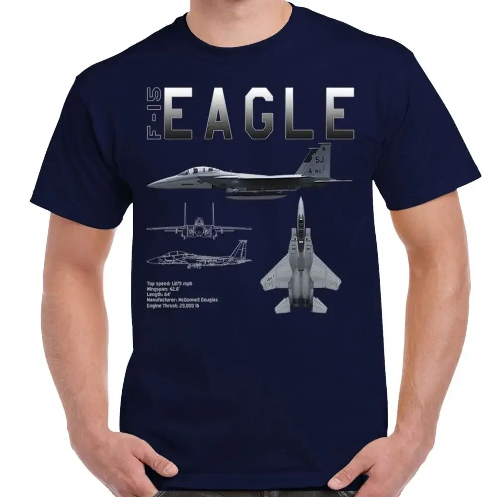 F-15 Strike Eagle Fighter Schematic T-Shirt 100% Cotton O-Neck Summer Short Sleeve Casual Mens T-shirt Size S-3XL