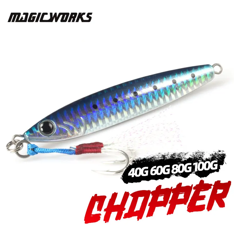 Magic Works Fishing Supplies New 2024 Metal Jig Sea Fishing Lures 60G 80G Artificial Bait Fishing Sale Woblery Jigs For Fishing