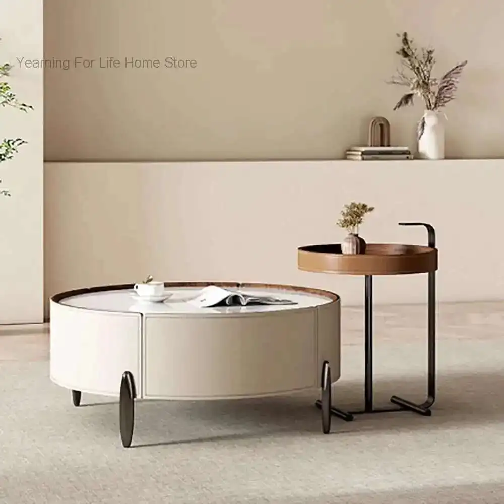 

Modern Premium Coffee Table Nordic Design Beauty Organizer Coffee Table Round Trendy Table Basse De Salon Living Room Furniture