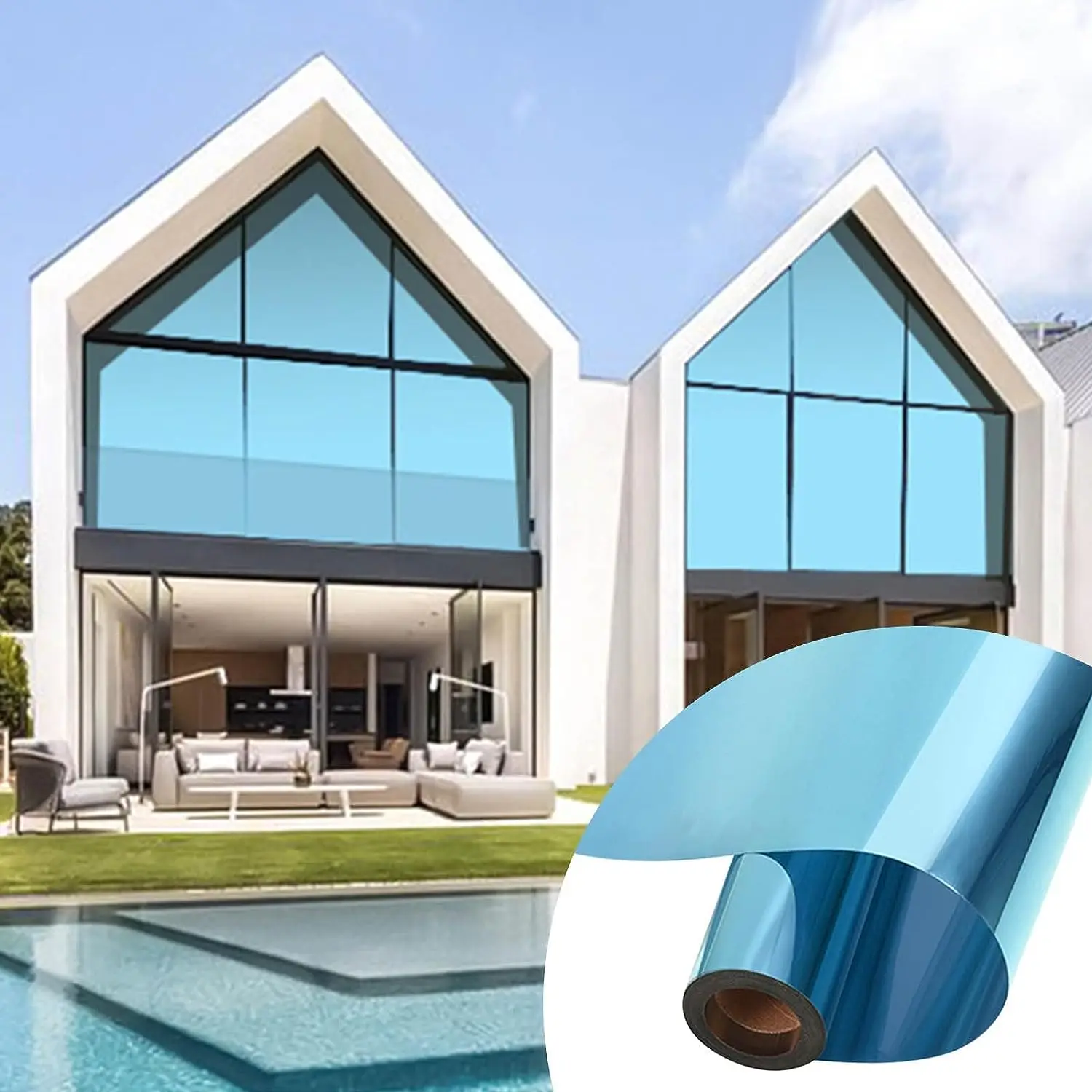 

One Way Window Film, Daytime Pirivacy Mirror Glass Self-Adhesive Sun Blocking Heat Control Anti Uv DIY Sticker for Home Office