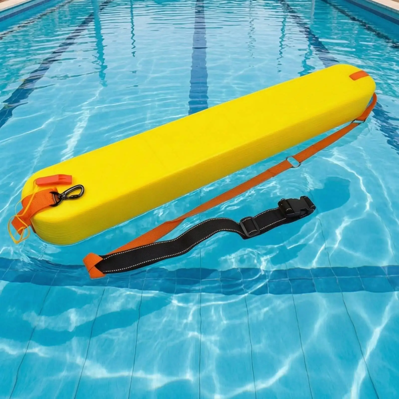 Rescue Buoy with Strap Molded Foam Rescue Tube Buoy Non-Inflatable High-Buoyancy for Lifeguards, Pool Safety, Swim Training