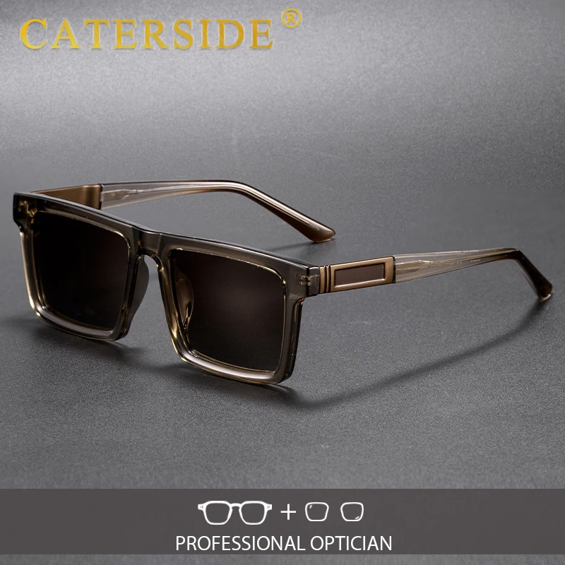 CATERSIDE Klassische quadratische optische Sonnenbrille für Herren, Retro-Design, individuelle Korrektionsbrille, Damen-Outdoor-Reisebrille – Detail 1