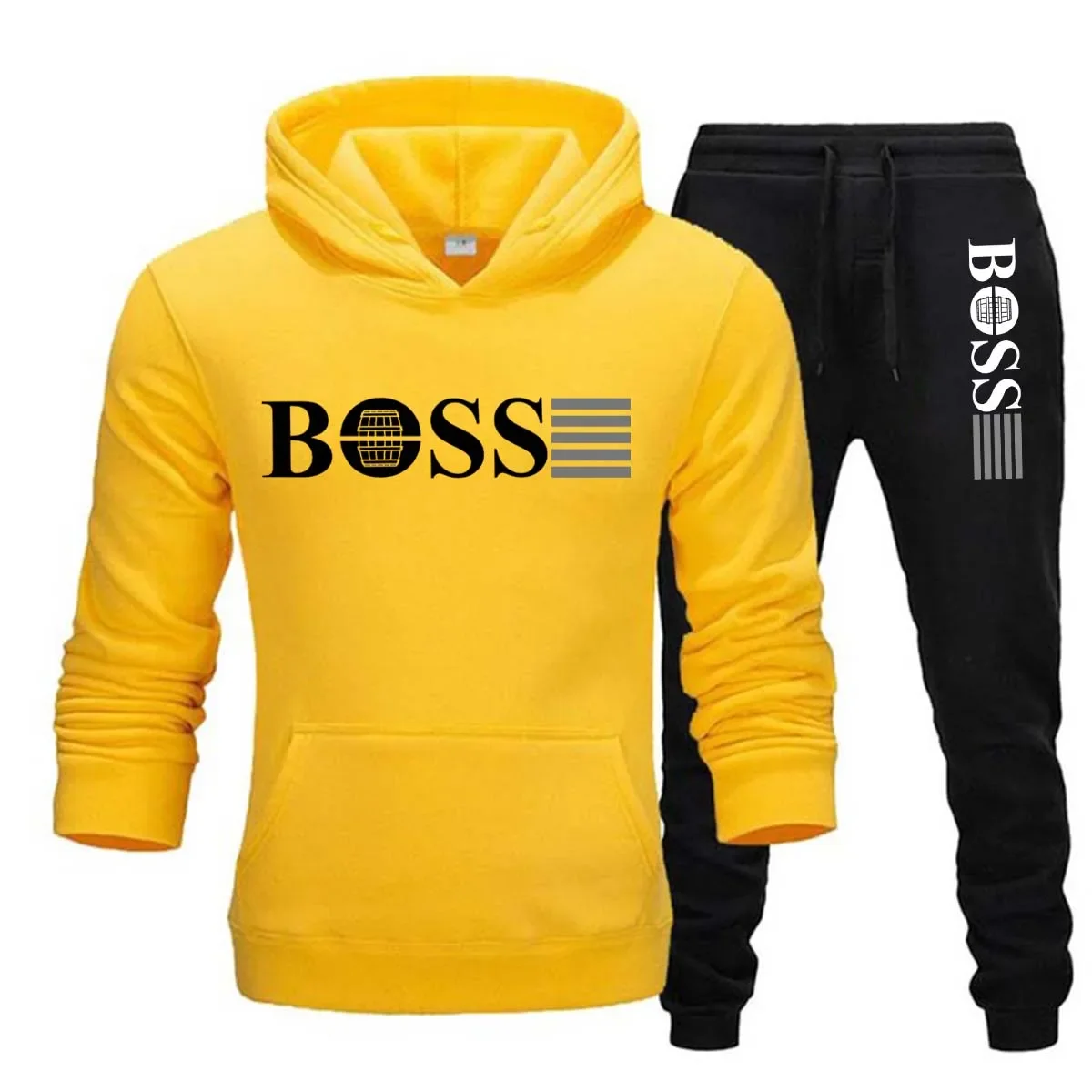 2 Pieces Sets Tracksuit Hooded Sweatshirt +Drawstring Pants Male Sport Hoodies Running Sportswear Men Women Brand Autumn Winter