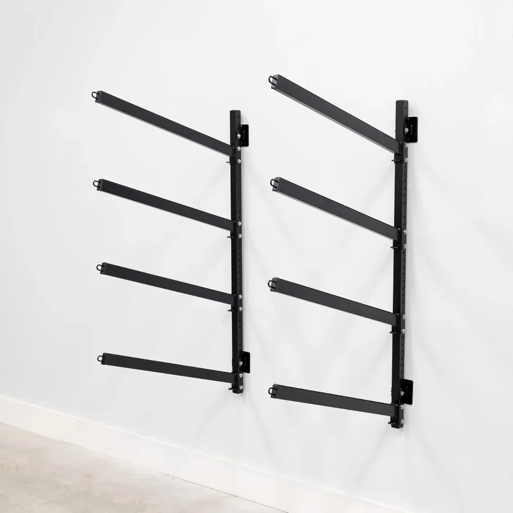 Outdoor 4 Kayak Storage Rack, Wall Mount, Holds 400 lbs, All Weather Heavy-Duty Metal Organizer, Adjustable Levels