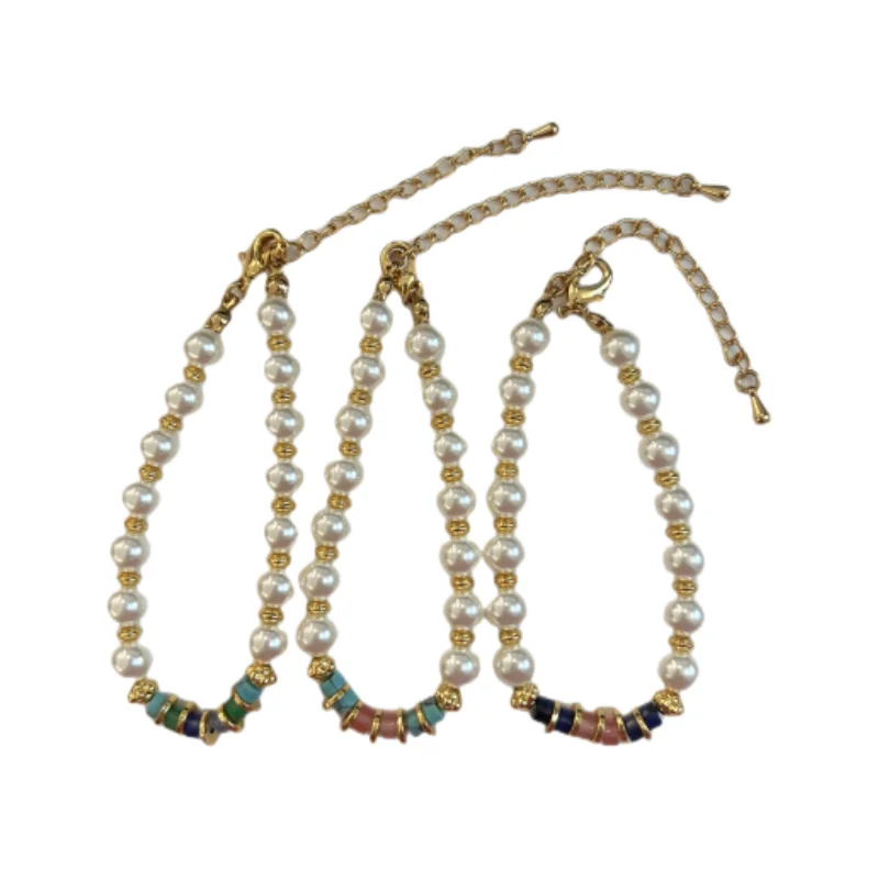 

New Chinese-style colored natural stone pearl bracelet, retro temperament, fashionable and versatile couple models